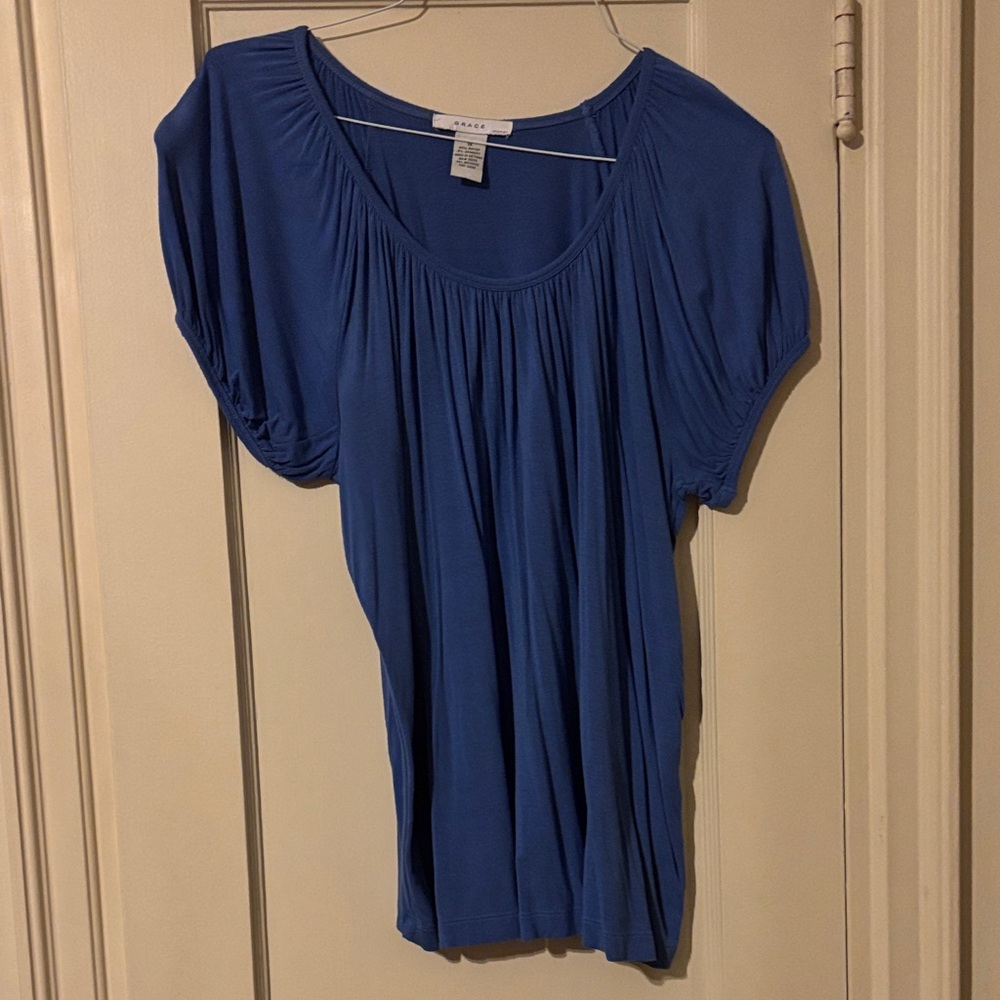 Apt. 9 Cobalt Blue Gathered Sleeve Blouse
